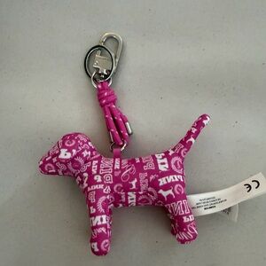 PINK Victoria's Secret Hot Pink Logo Dog Keychain